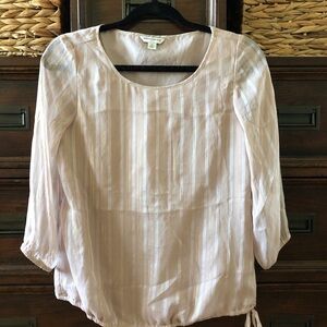 Banana Republic pink & gold metallic striped 3/4 sleeve blouse in size XS